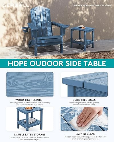 Miniatura 119 de SERWALL Mesa auxiliar doble Adirondack rectangular, color marrón