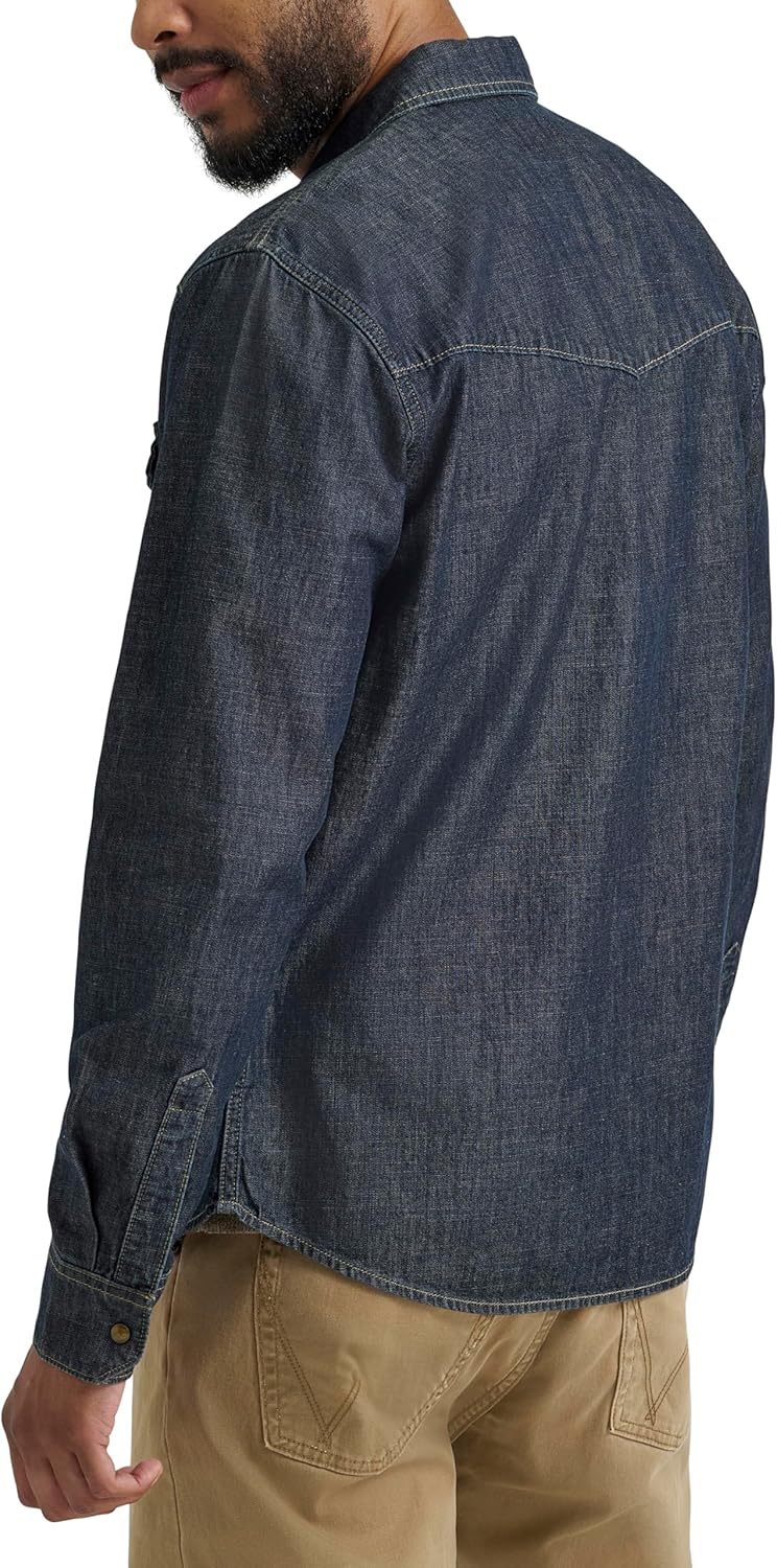 Wrangler Men's Iconic Denim Regular Fit Snap Shirt
