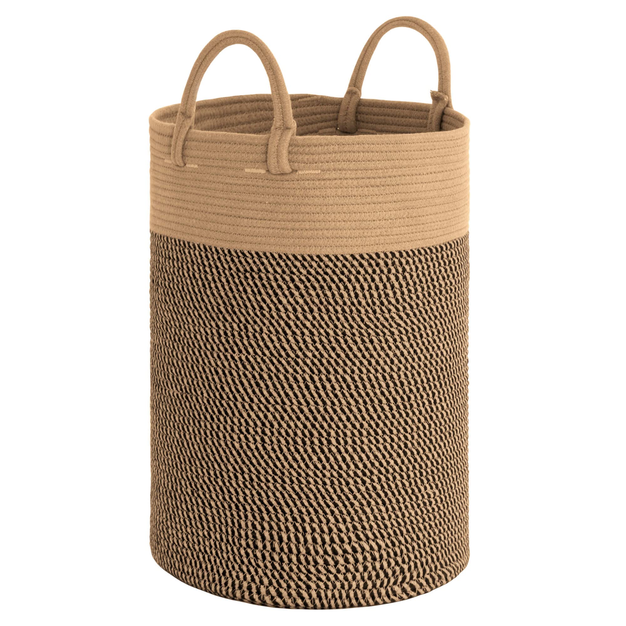 Tall Laundry Hamper Large Slim Wicker Laundry Basket with Handle Dirty Clothes Basket Jute Rope Basket for Blankets Toy Towel Sheets Bedding Storage in Laundry Room, Bathroom 50 cm Black