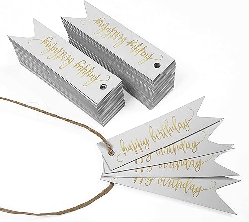 Miniatura 74 de Etiquetas de papel para colgar con texto en inglés «Happy Birthday», 100 unidades Azul,Aqua Blue,Negro -,azul, cerceta (Dark Teal Blue),Rosa