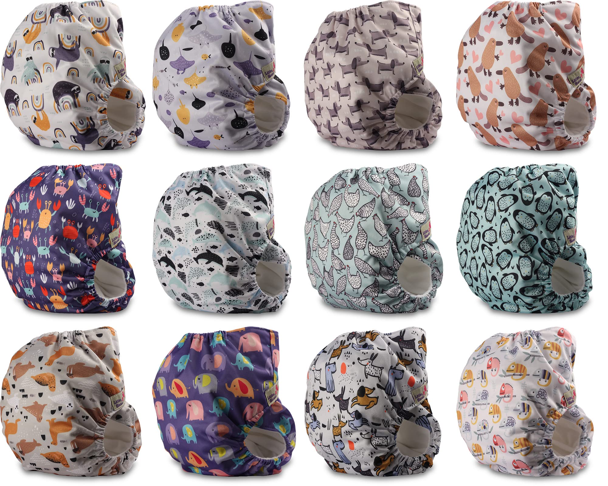 Littles and Bloomz FLV2-1202 Pannolino lavabile riutilizzabile con bottoni a pressione standard confezione da 12
