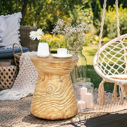 Miniatura 2 de Giantex Mesa auxiliar para exteriores en forma de reloj de arena, 14.5 pulgadas de profundidad x 17 pulgadas de alto, taburete de jardín hueco con