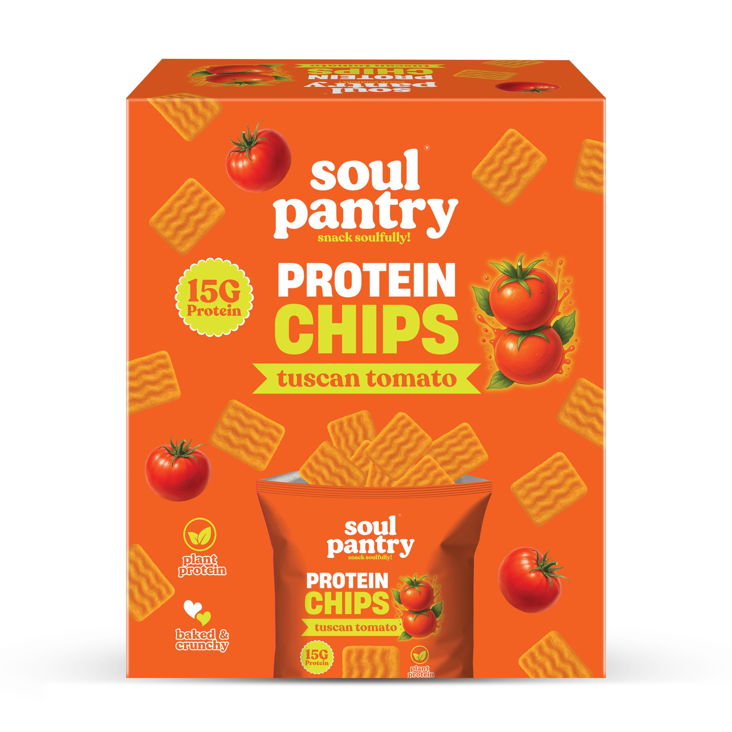 – Protein Chips – Tuscan Tomato Flavor - 10 Pack | High Protein, Gluten Free, Vegan, Healthy Snack | Plant-Based Baked Chips, Non-GMO |