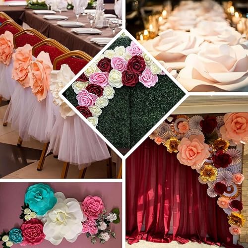 Miniatura 2 de Efavormart - Juego de 4 rosas artificiales de 8.0in, 3D, color blanco rosa