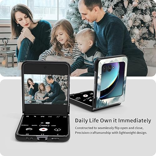 Vista 138 de Funda para Motorola Moto Razr Plus 2023 con protección de pantalla, cubierta trasera de policarbonato duro delgada y ultrafina con patrón de estante