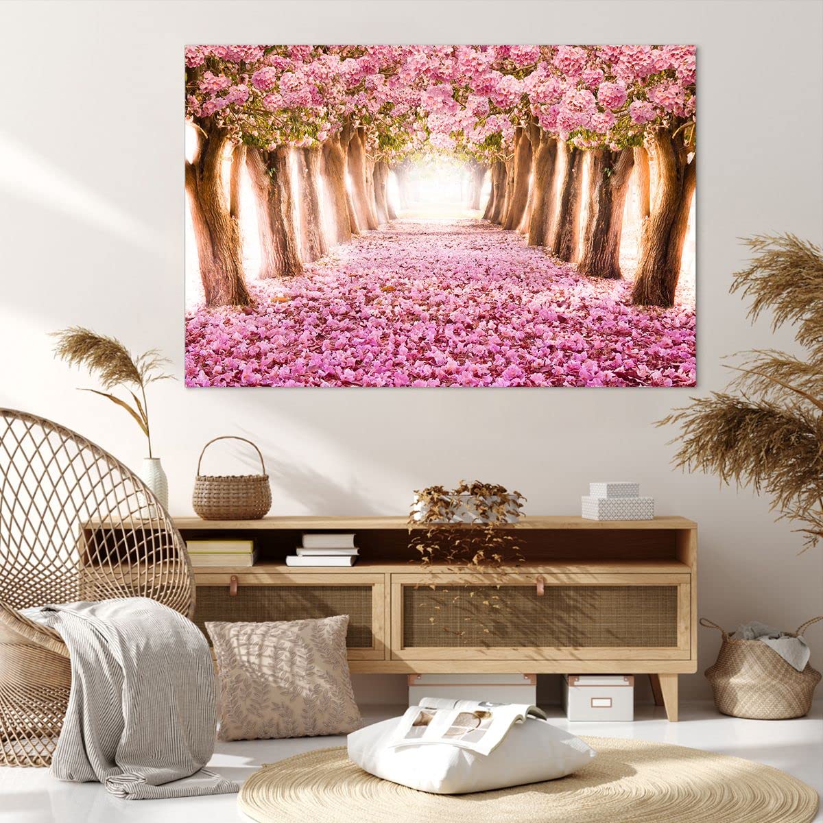 Deco Cadre Décoration Salon Arbre fleurs cerise nature Moderne Impression sur Toile 120x80cm Image Tableau Decoration Murale Chambre Horizontal Art Wall Grand Tableaux Decoratifs Muraux AA120x80-2794