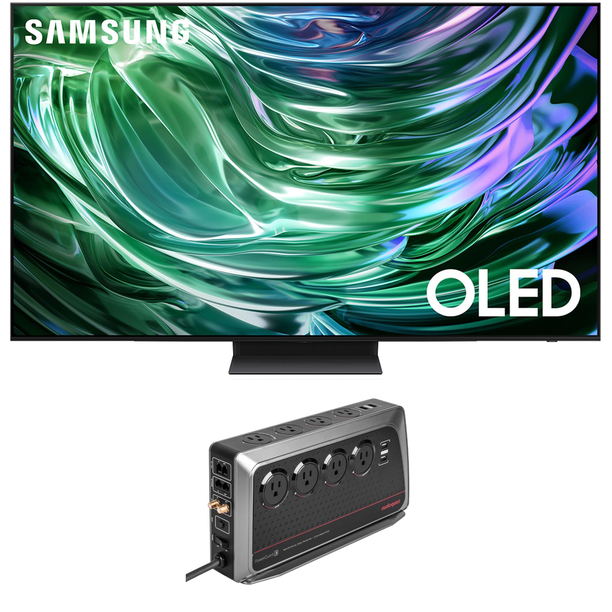 Samsung QN77S90DAFXZA 77 Inch 4K OLED Smart TV with Dolby Atmos and an AudioQuest PowerQuest3 Power Filter/Surge Protector 8 Outlet (2024)