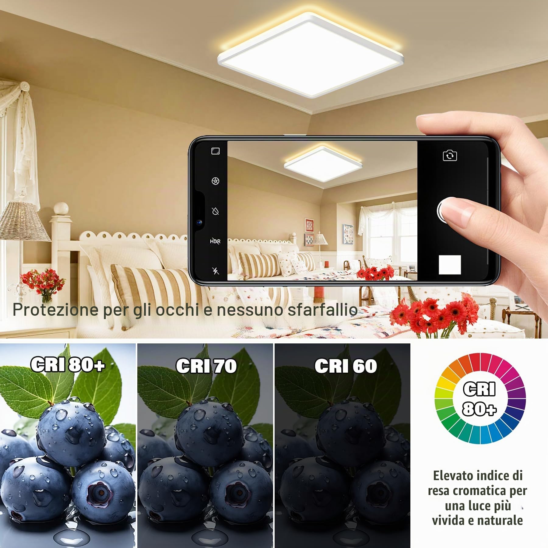 Plafoniera LED Soffitto Dimmerabile 24W 3200LM 3000K-6500K Lampada da Soffitto con Telecomando Moderna per Soggiorno Camera da Letto Cucina Bagno Balcone Quadrato Ø29cm, Bianco, 2 Pezzi