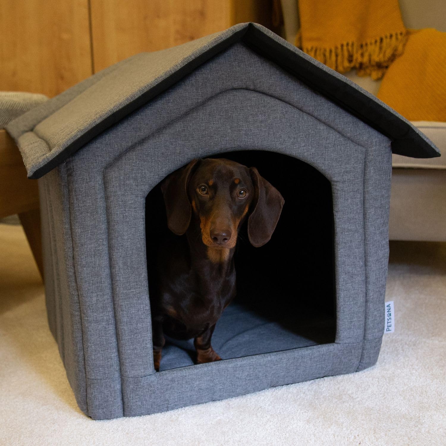 Grotta Per Cani Pieghevole Casa Per Cani Con Tetto Rimovibile Letto Per Gatti Animali Domestici Cuccia Per Cani Taglia XL, Grigio