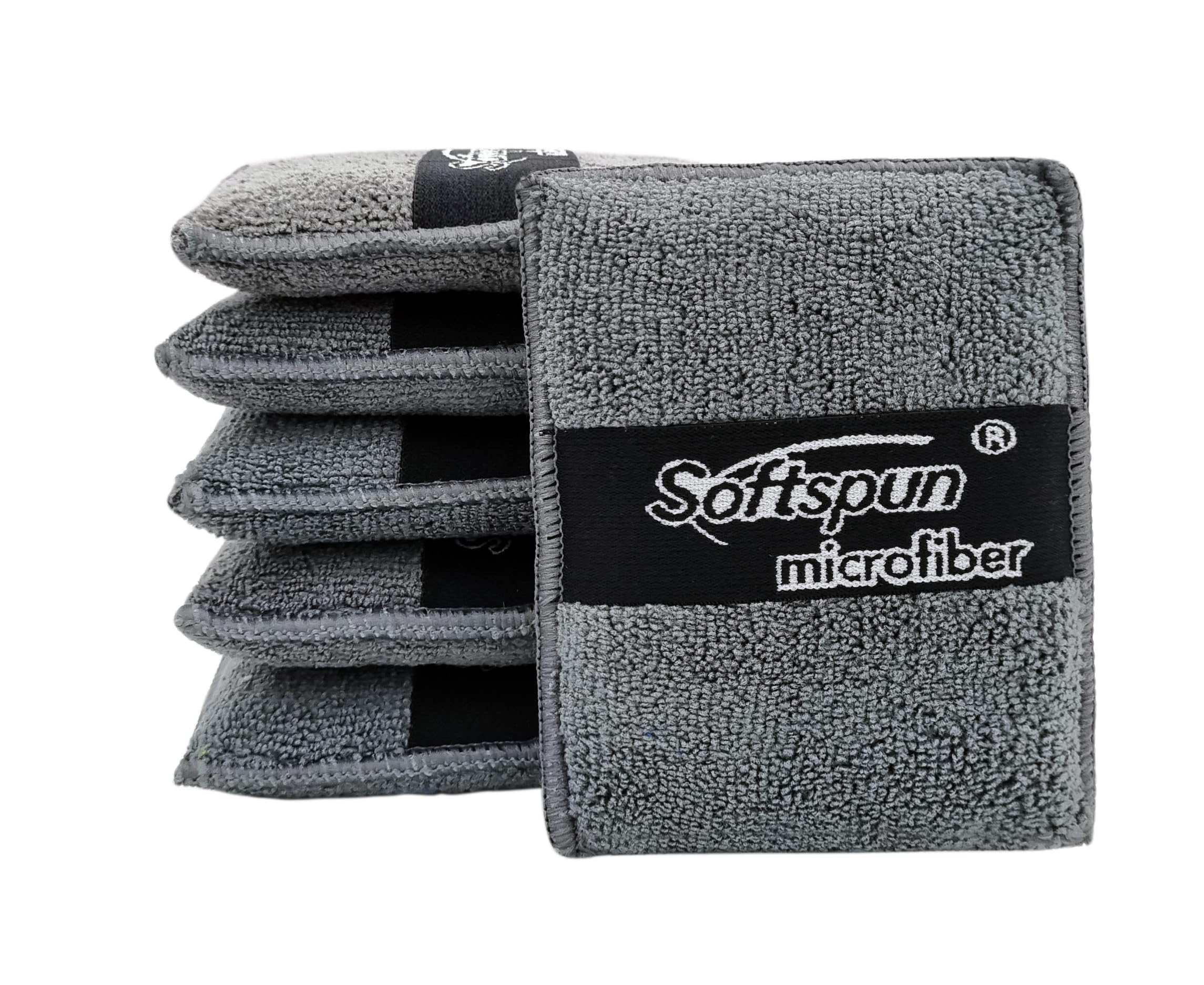 SOFTSPUN Microfiber Reusable Square Polishing Pad, 6 Pieces Set, 340 GSM (Grey) Multipurpose. Ultra-Soft Applicator Pads with Finger Band Perfect Cleaning for Car, Bike, Window, and More.-image-42