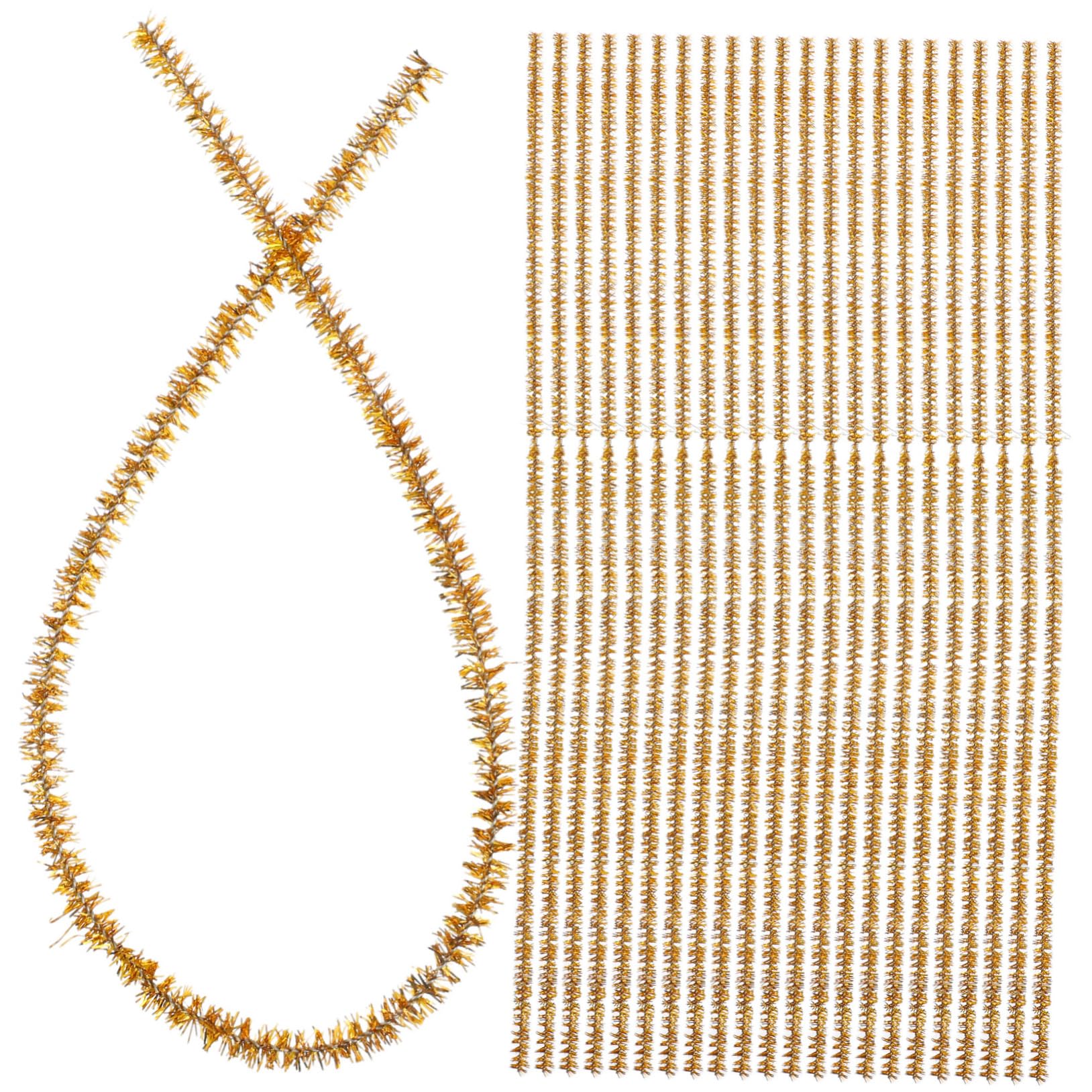OSALADI Chenille Stems Pipe Cleaners 100pcs Glittery Gold Craft Sticks for Christmas Decorations Kids Craft Supplies