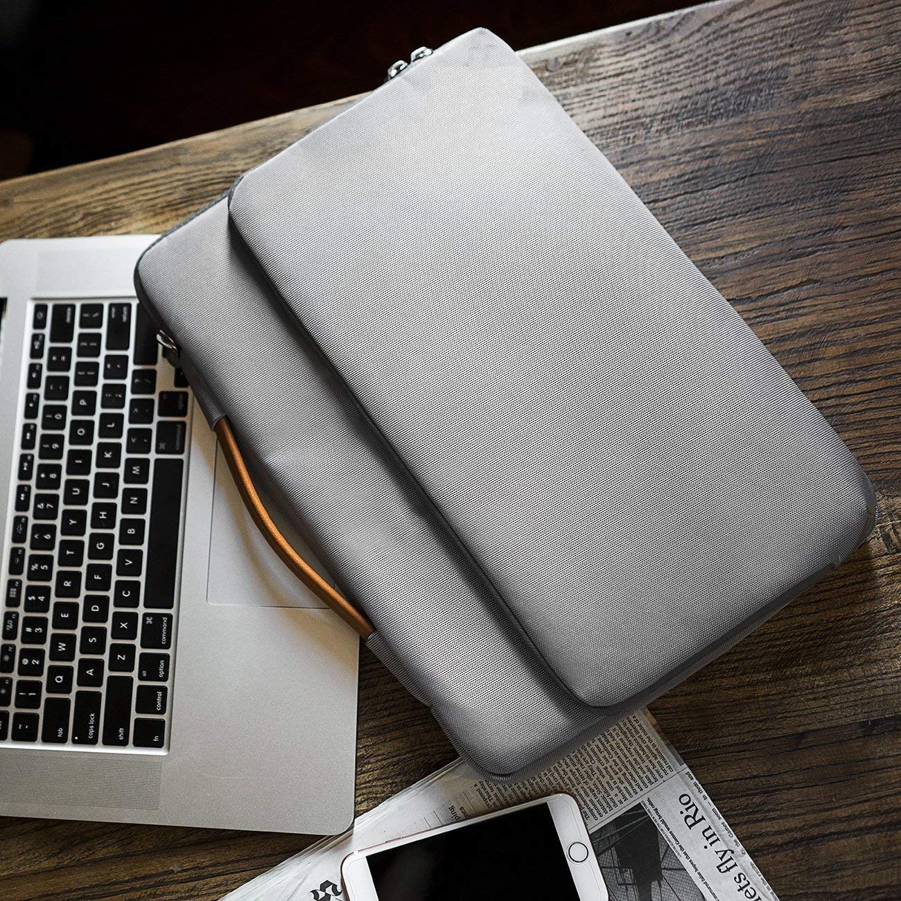 MOCA Compatible Laptop Sleeve Hand Bag Sleeves for 15 15.4 15.6 Inch MacBook Pro Dell 15 15.4 15.6 Inch Laptop Shoulder Messenger Bag Sleeves,Grey — Amazon image 6