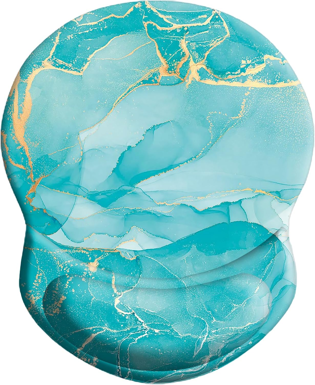 Mouse Pad Ergonomic Mouse Pad with Wrist Support Pain Relief Comfort Wrist Rest Pad with Non-Slip PU Base for Gaming, Home, Office & Travel, Green Marble