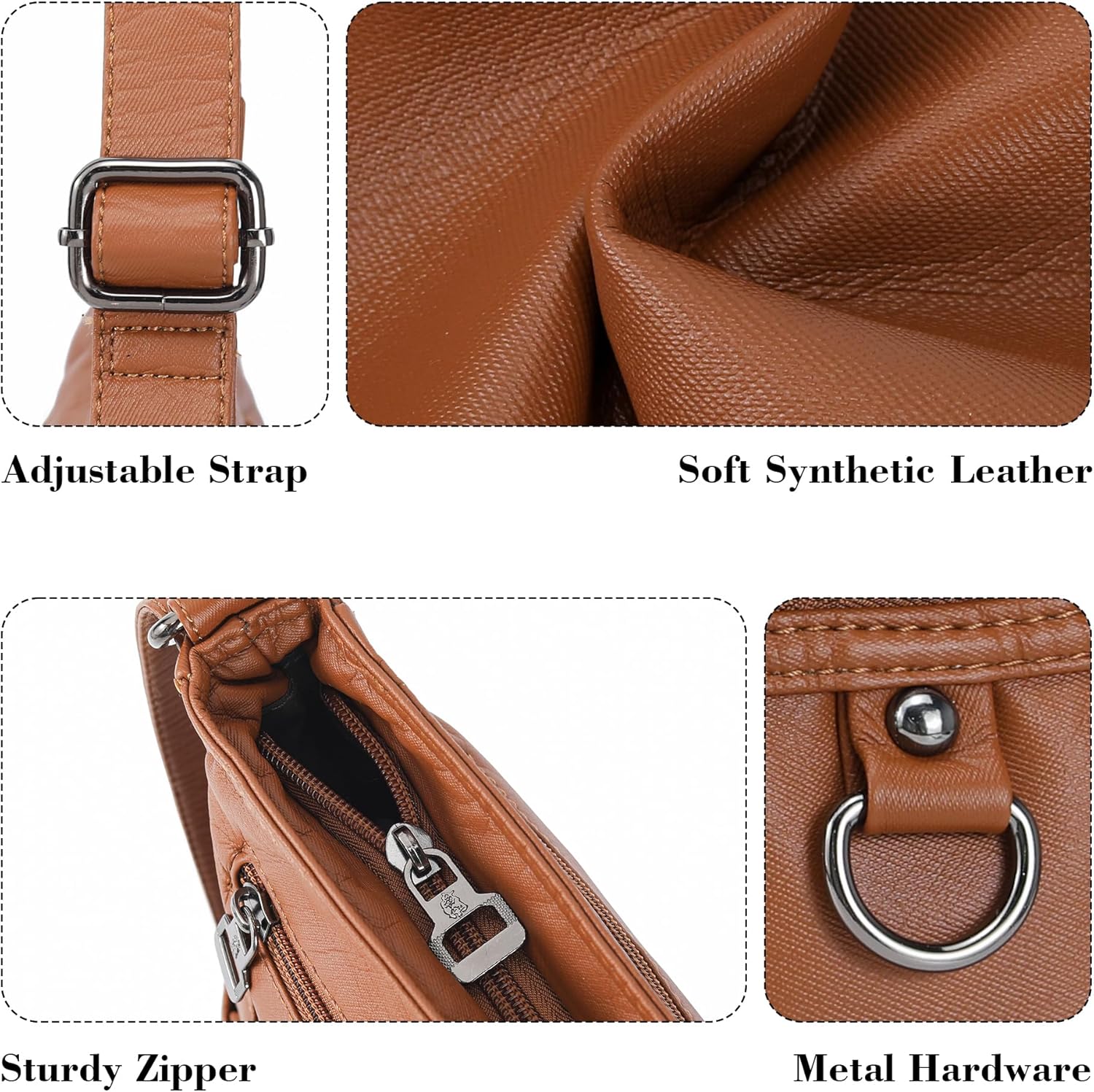 MINICAT Crossbody Purses for Women Multi Pocket Crossbody Bag Soft Leather Cross Body bag for Woman Small Shoulder Bags - Image 6