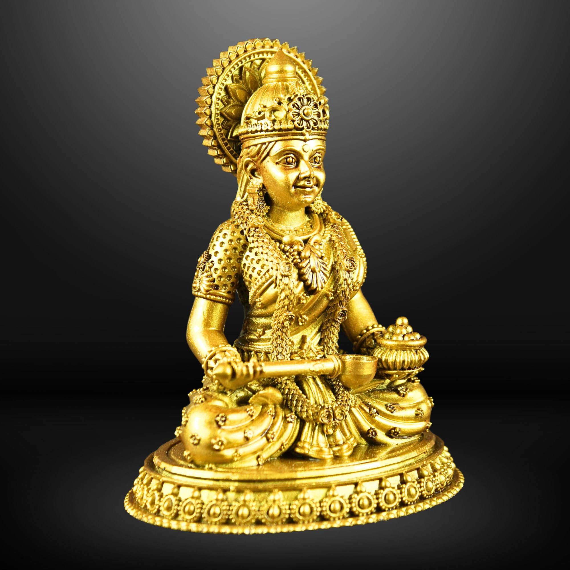 NEEANN Goddess Annapurna Statue 4.5" Material Polystone Nourishment & Abundance Annapurneshwari Murti Painted Brass & Antique Silver Look Home Office Temple Annada Annapoorna Parvati (Brass)-image-17