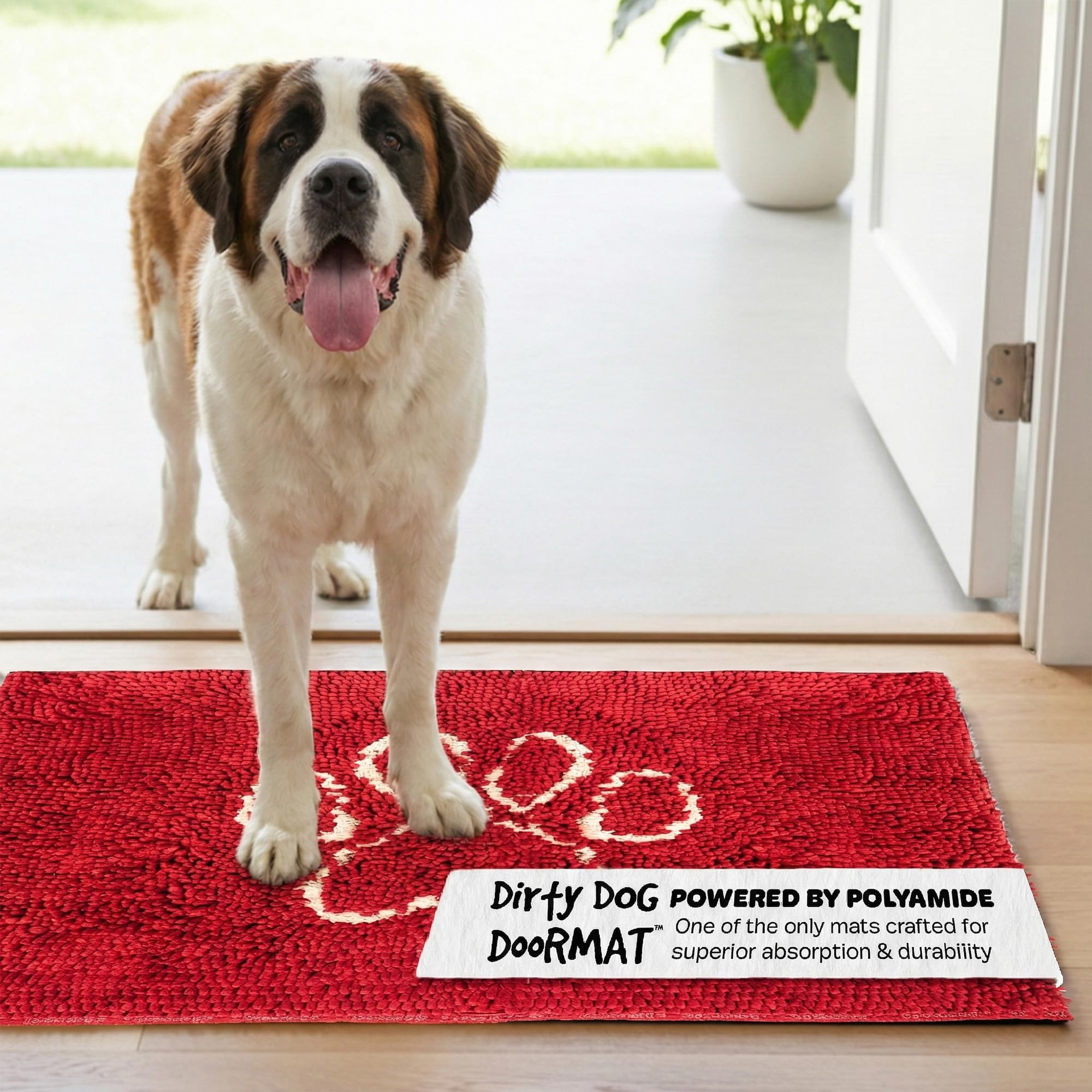 Dog Gone Smart Dirty Dog Microfiber Doormat, Super Absorbent Machine Washable with Non-Slip Backing, XL, Maroon โ image 1