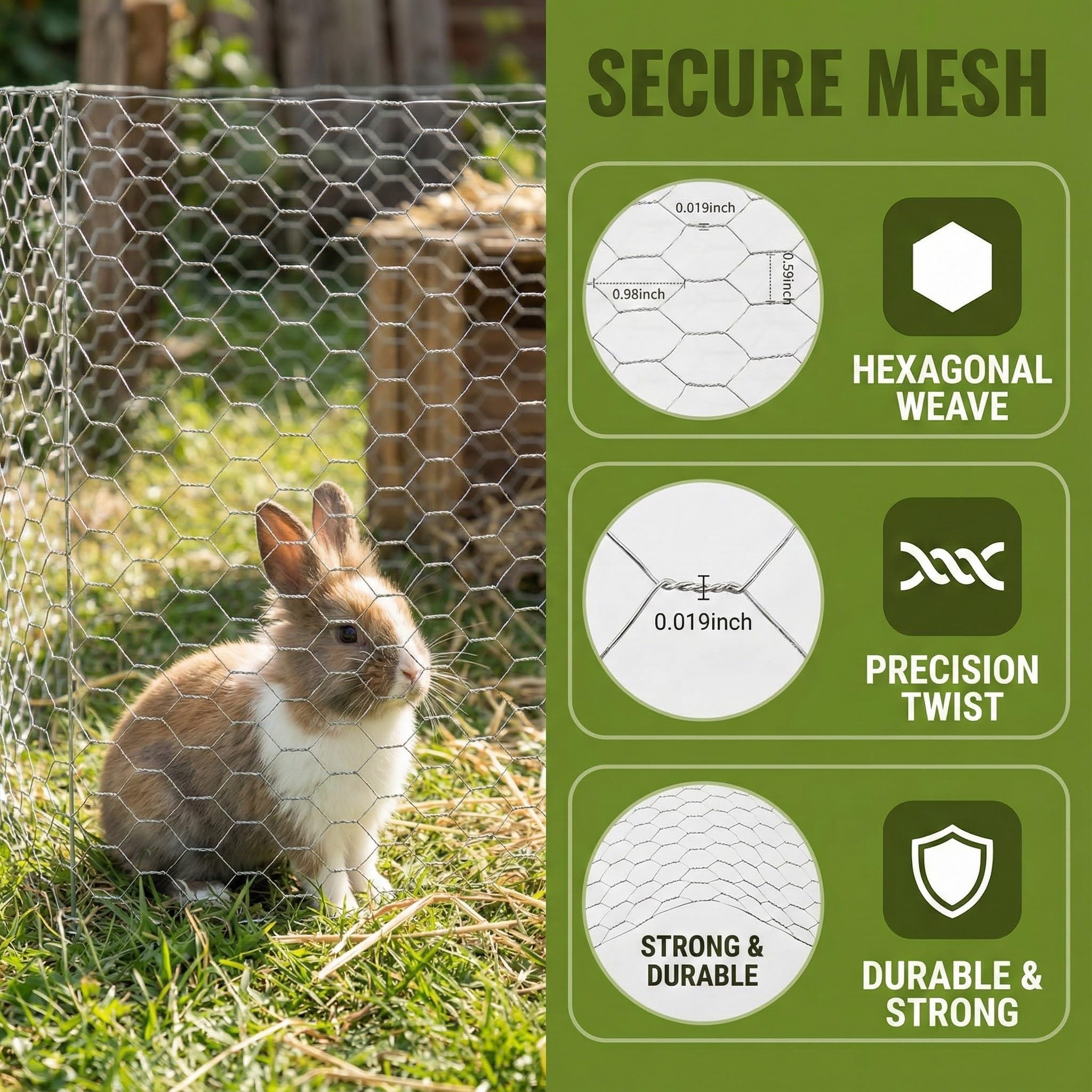 Rete Metallica per Recinzioni 40 cm x 5 m, Rete Zincata a Maglia Piccola Esagonale, Rete per Giardino, Pollaio, Voliere e Recinti per Piccoli Animali