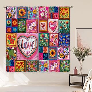 Cinbloo Boho Floral Colorful Curtains 42Wx63H Inch Girls Cute Retro Chec...