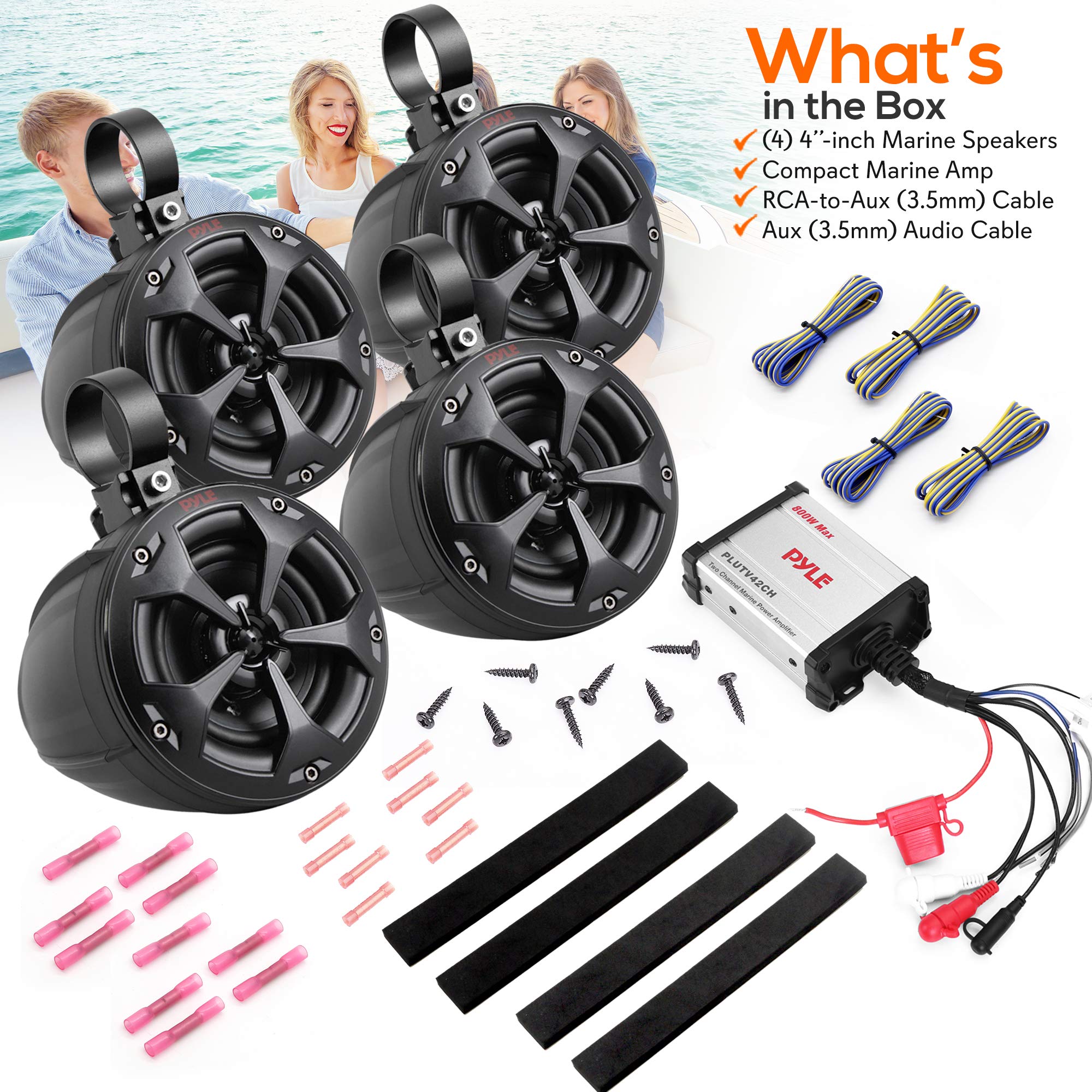 Waterproof OffRoad Speakers with Amplifier 4Inch 1500W 4Channel