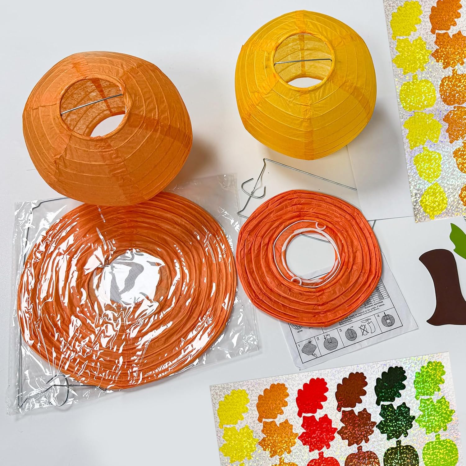 Cinrobiye 9 Set Fall Pumpkins Painting Crafts Kit,Paper Lanterns DIY Craft Fall Painting Kits Bulk Harvest Party Decorations for Autumn Halloween Thanksgiving Party Favors Classroom Activity Decor