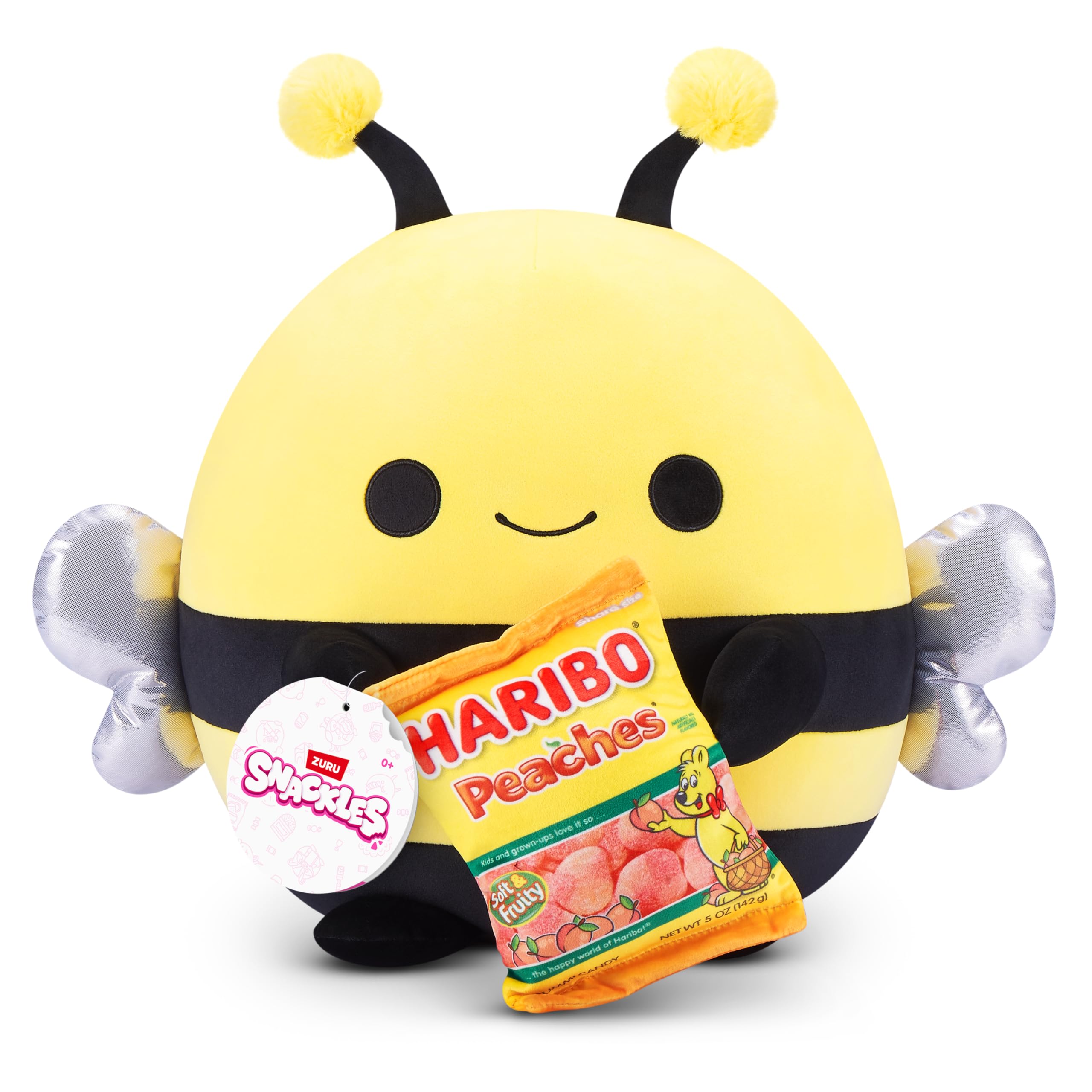 Snackles Licensed Series 3 14-inch Plush Bee with Haribo (Peaches) (IZZY) by ZURU, Plush with License Snack Brand Accessory