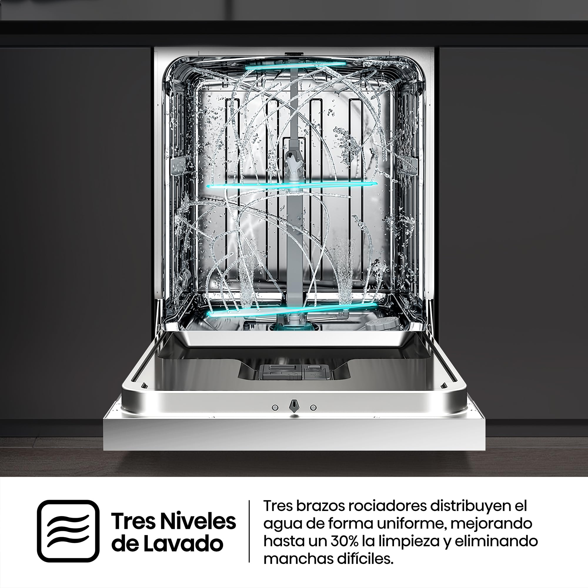 Hisense HS643B90W - Lavavajillas Clase B, 15 Servicios, Fondo 60cm, Secado Extra, Programa Automático, Tercera Bandeja, Programa Corto 1 hora, 15 Servicios, Aqua Protect System, Control Táctil, Blanco