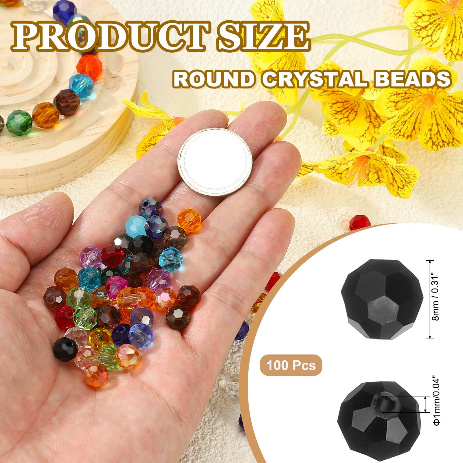 PATIKIL 8mm Round Crystal Beads - Image 2