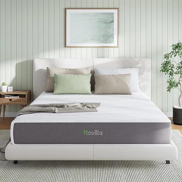 Novilla Mattress Queen Size, 10 Inch Foam Mattress Queen with Bamboo Charcoal Foam for Cool Sleep & Pressure Relief & Motion Isolation, Mattresses in a Box, Medium Firm