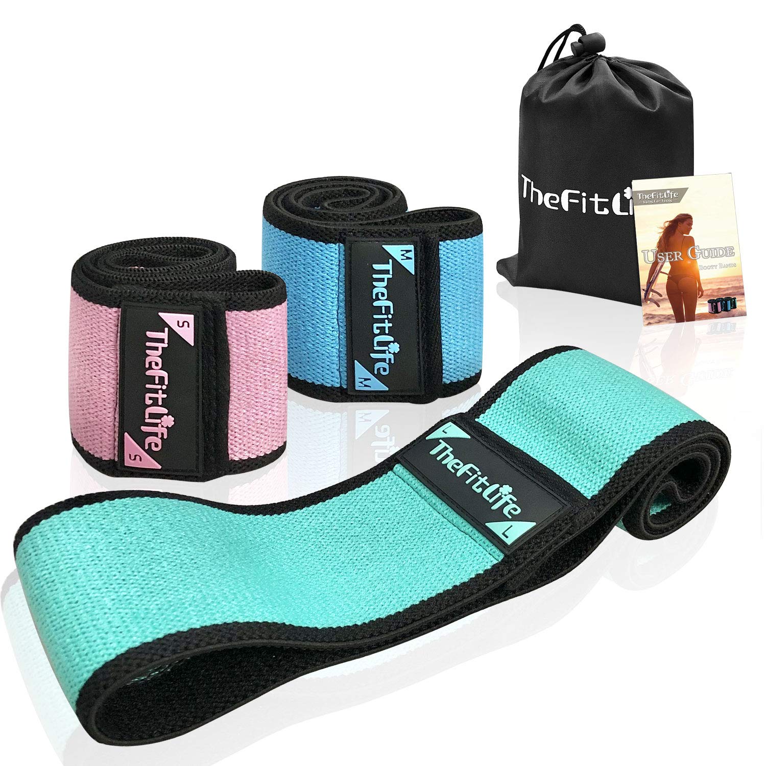 TheFitLife Resistance Bands for Legs and Butt - Cotton Mini Exercise Bands Circle for Booty, Hip, Glute Workout, Anti-Break, Non-Rolling and Non-Slip Wide Fitness Loop Training Bands
