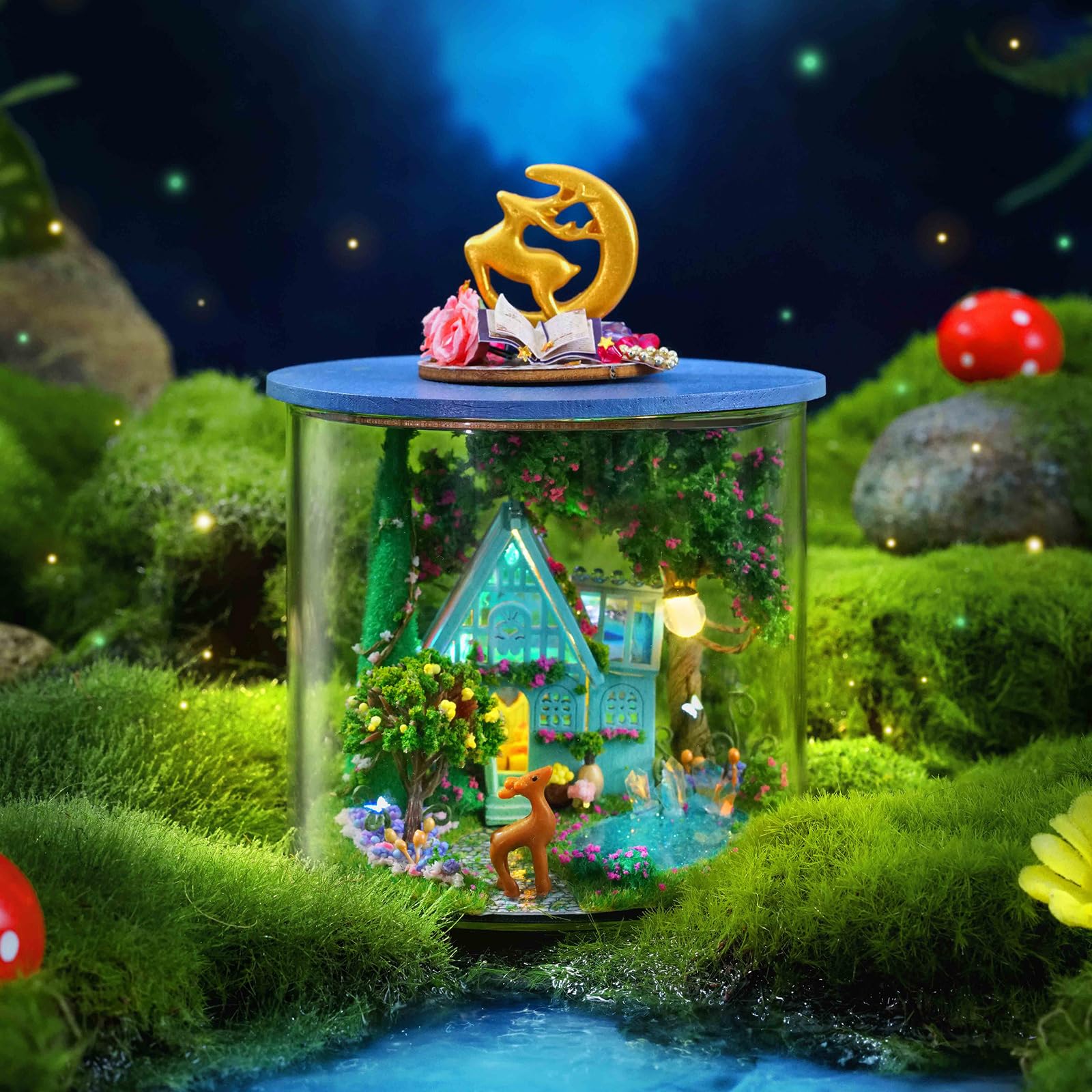 Casa in Miniatura DIY con Mobili, Kit di Costruzione per Adulti, Modellino in Legno da Montare, Compleanni e Natale, Giardino delle Fate