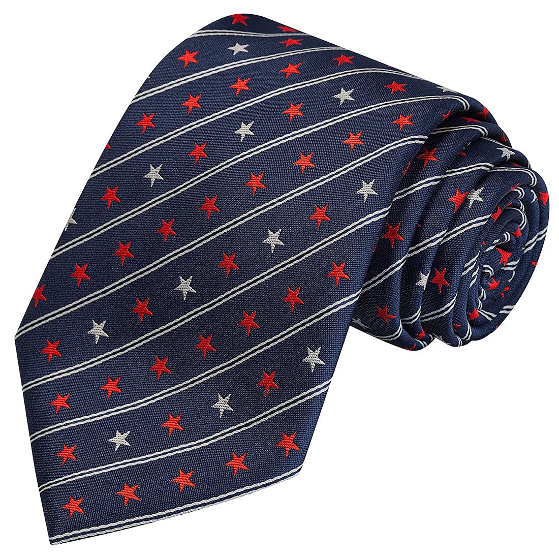 KissTies Mens Silk USA Tie Patriotic Necktie Stars N Stripes Ties