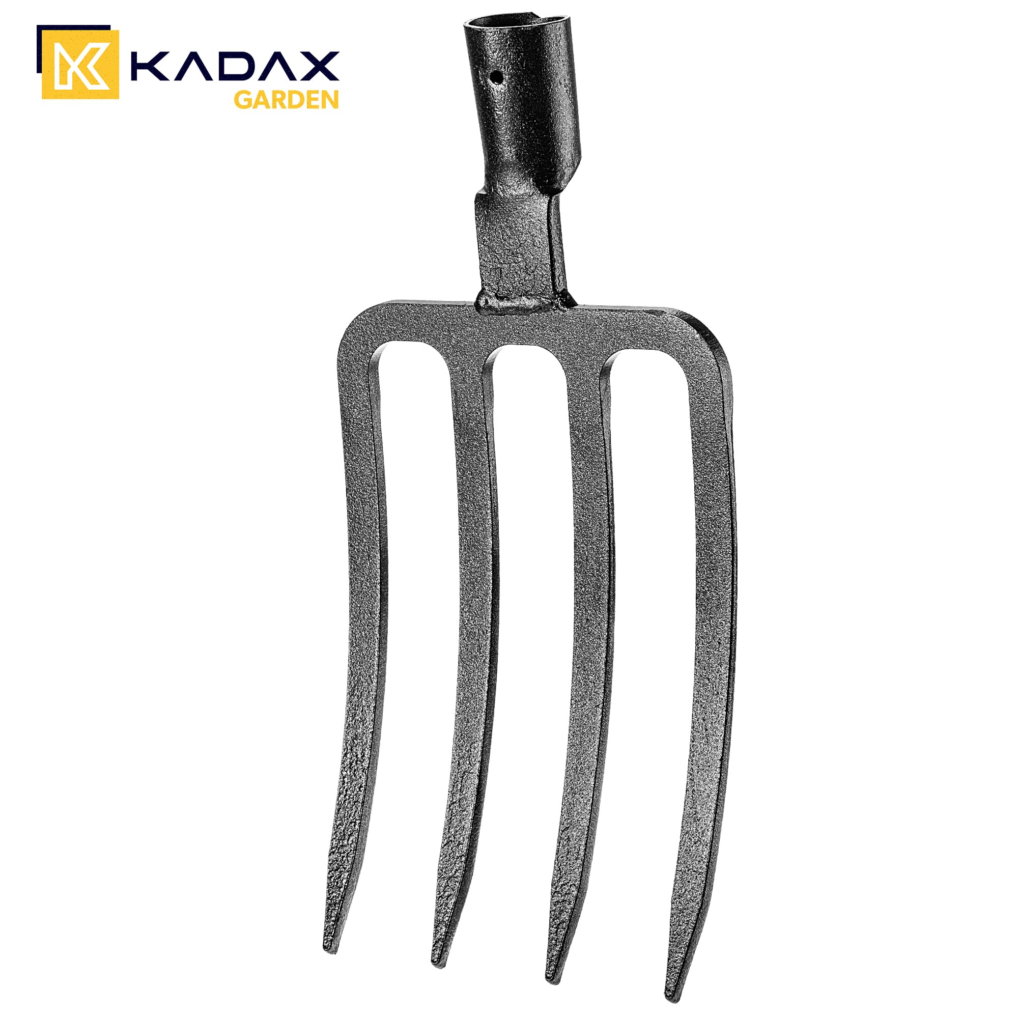 KADAX Fourche de jardin pour creuser et ameublir - Fourche à creuser et à desserrer - Fourche à creuser sans manche - Fourche à foin légère - Fourche à bêche - Noir - 4 dents