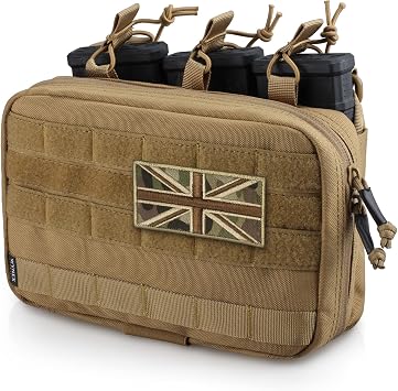 WYNEX Tactical Mag Admin Pouch, Molle Utility Tool Pouch Medical EMT Organizer with Triple Stacker Magazine Holder for M4 M16 Patch Included