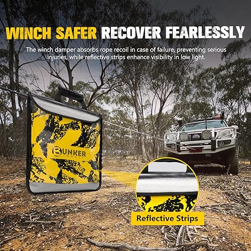Miniatura 5 de BUNKER INDUST Kit de correa de recuperación resistente, correa de remolque de 20 pies + 8 pies + amortiguador de línea de cabrestante + bloque de