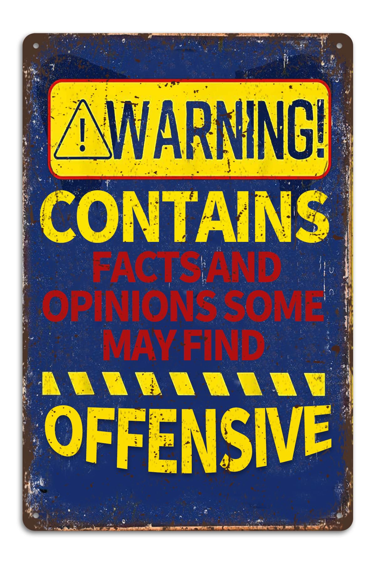 Warning Contains Facts and Opinions Some May Find Offensive Retro Sign Funny Garden Home Bedroom Kitchen Office Wall Decor 8x12 Inch