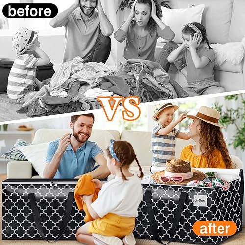 Miniatura 4 de HomeHacks Bolsas de mudanza resistentes con bolsillos para etiquetas, bolsas de almacenamiento plegables para mudanzas, campamento y viajes, cajas