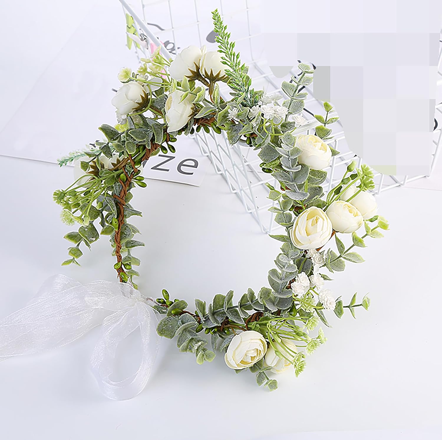 Flower Crown Wedding Flower Headband Floral Headpiece Halo Floral Crown Bridal Party Cosplay Halloween Photos - Image 3