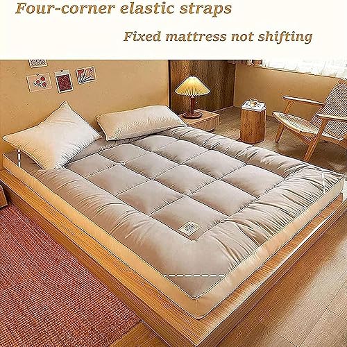 Miniatura 4 de Colchón japonés de suelo, colchón de futón grueso japonés, transpirable, plegable, colchón de campamento para adultos (tamaño A, color gris)