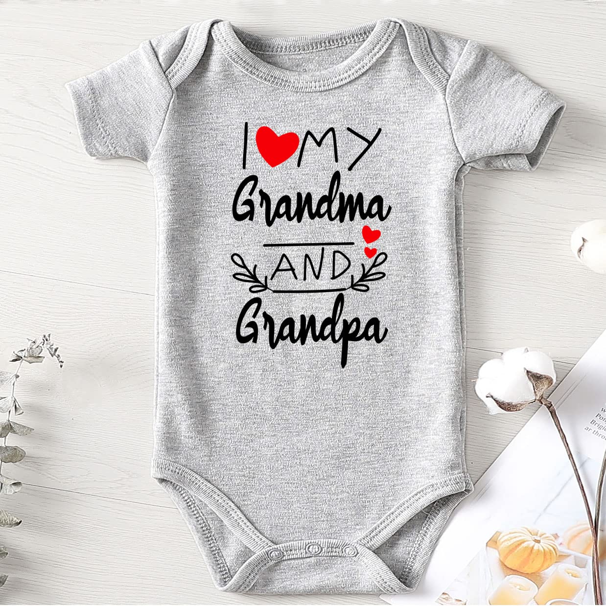 Acwssit I Love My Grandma And Grandpa Baby Boy Clothes Unisex Funny Baby Bodysuits 0-3 Months (Gray,3-6M)