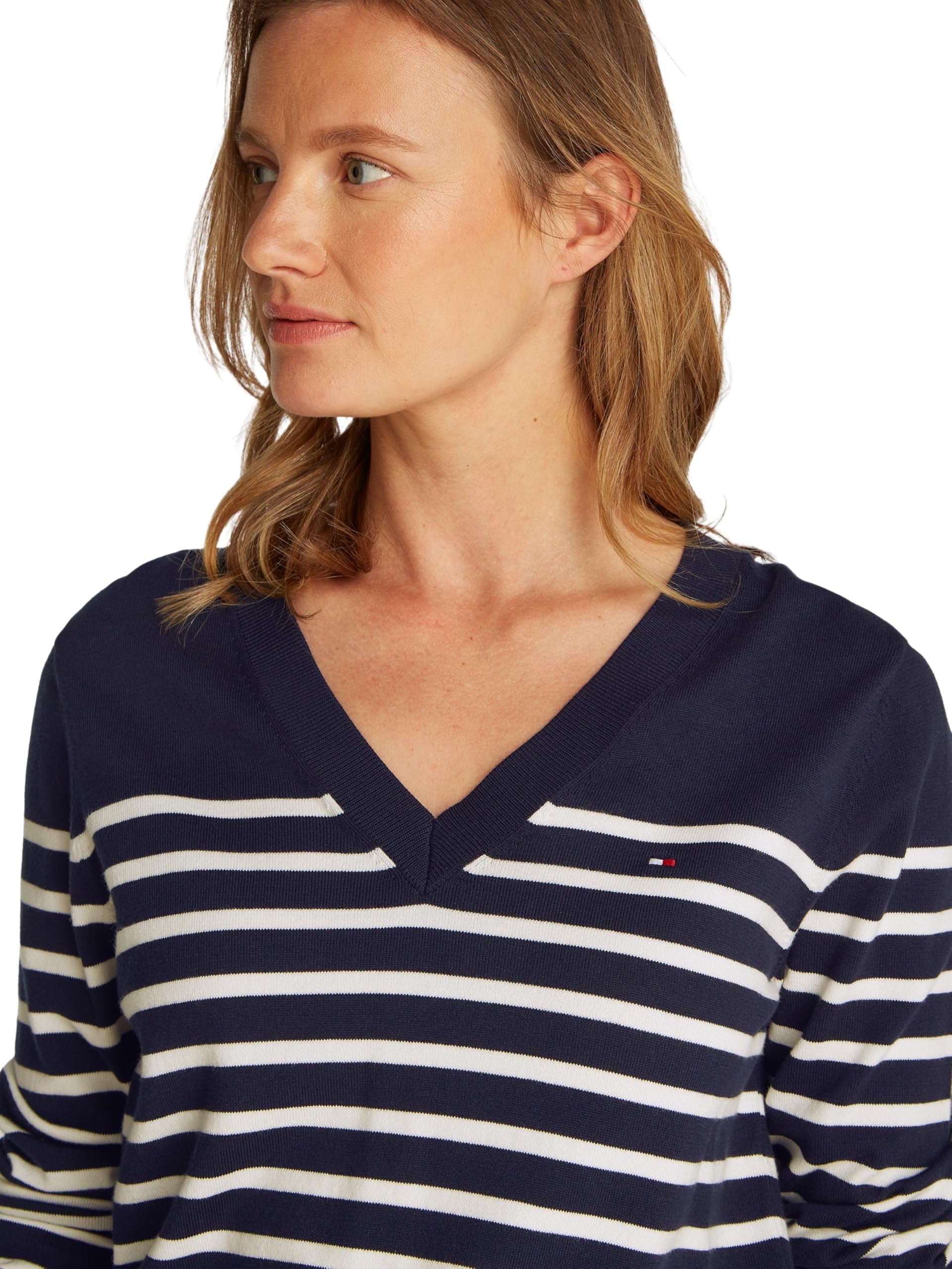 Tommy Hilfiger Damen Pullover Jersey Stitch V-Neck Strickpullover