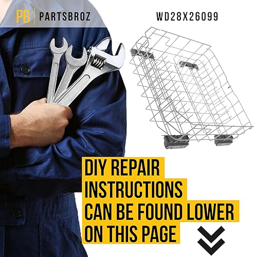 Miniatura 6 de PartsBroz WD28X26099 - Conjunto de estante inferior WD28X34744, compatible con lavavajillas Hotpoint General Electric - Reemplaza a AP6980564