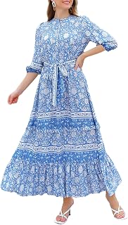 HECCPLI Women Short Sleeve V Neck Floral Print Casual Bohemian Maxi Dresses Price In India