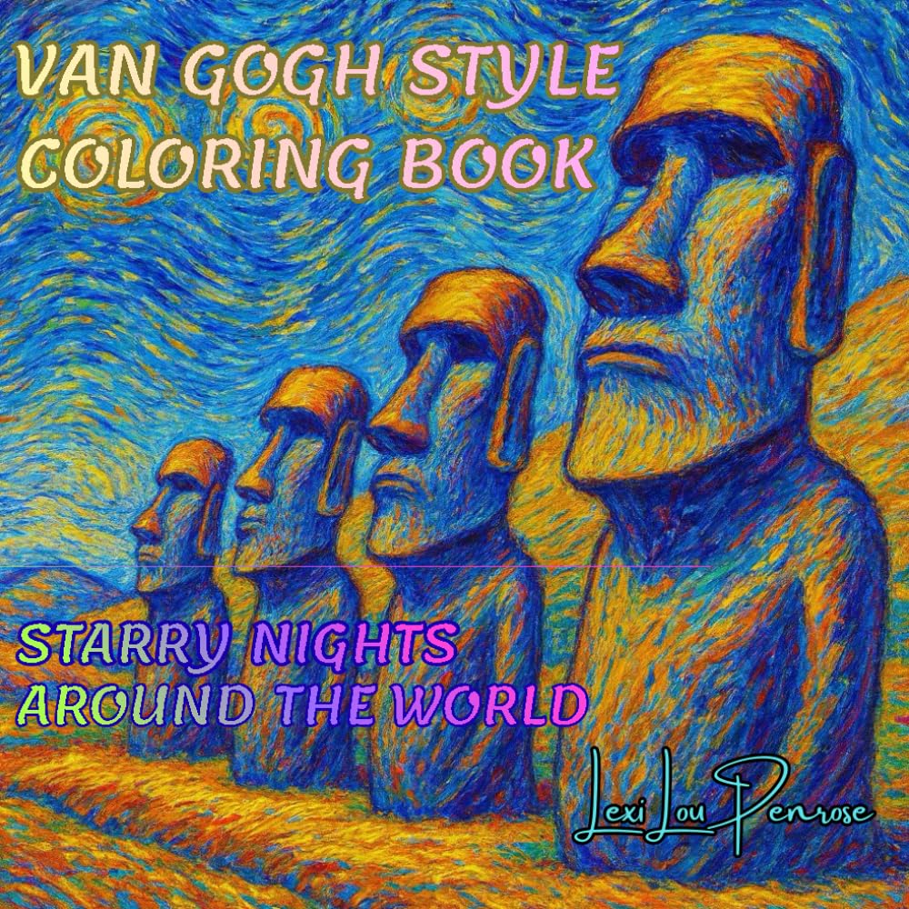 Van Gogh’s Starry Nights Scenes from Around the World for Adults and Teens: Van Gogh-Style Travel Coloring Book of Famous Landmarks for Teens, Adults, Seniors