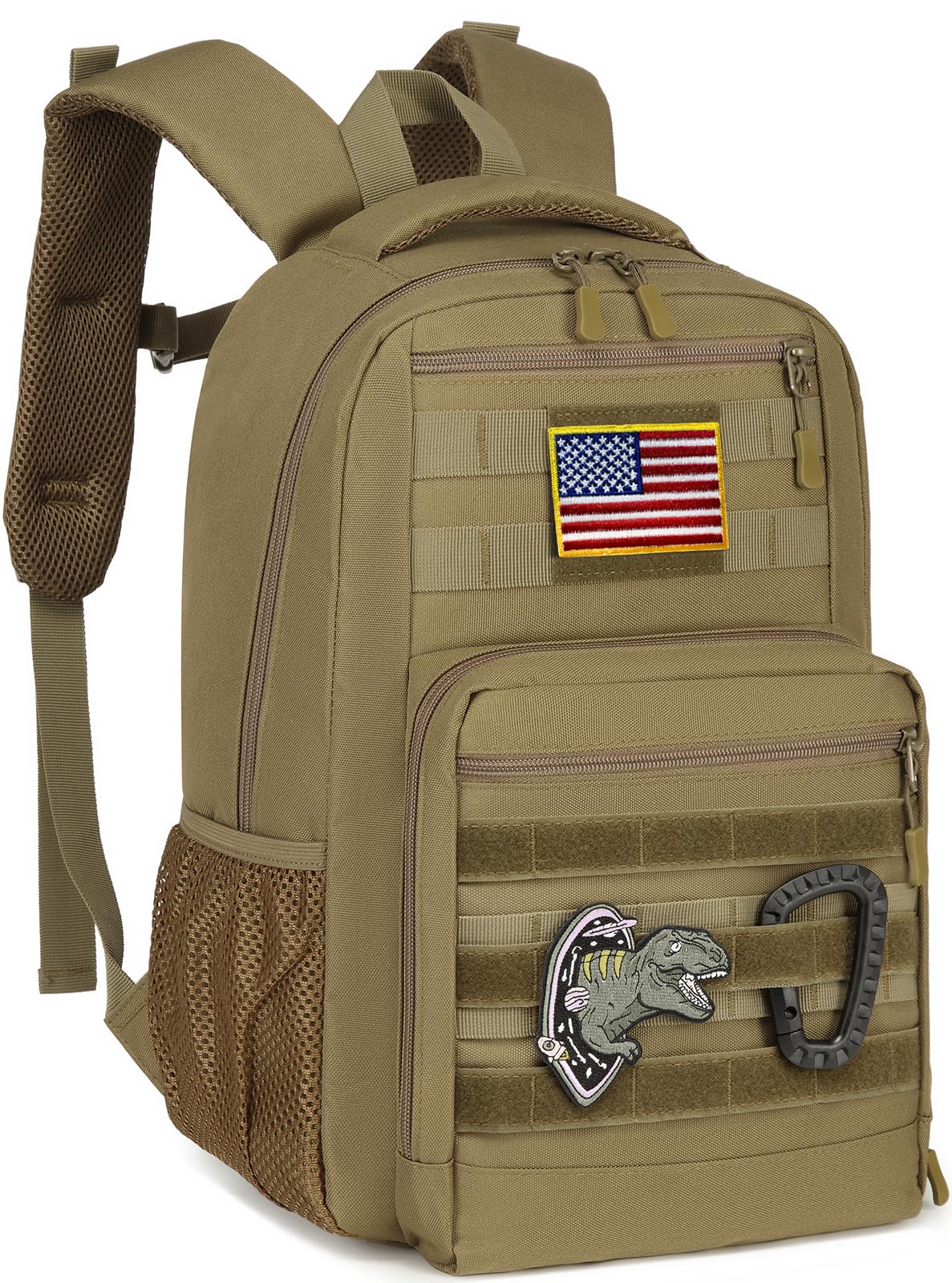 XINTREY Kids tactical Backpack for Boys School Bag 20L mini Children Backpack for Outdoor Camping Travel (Brown)