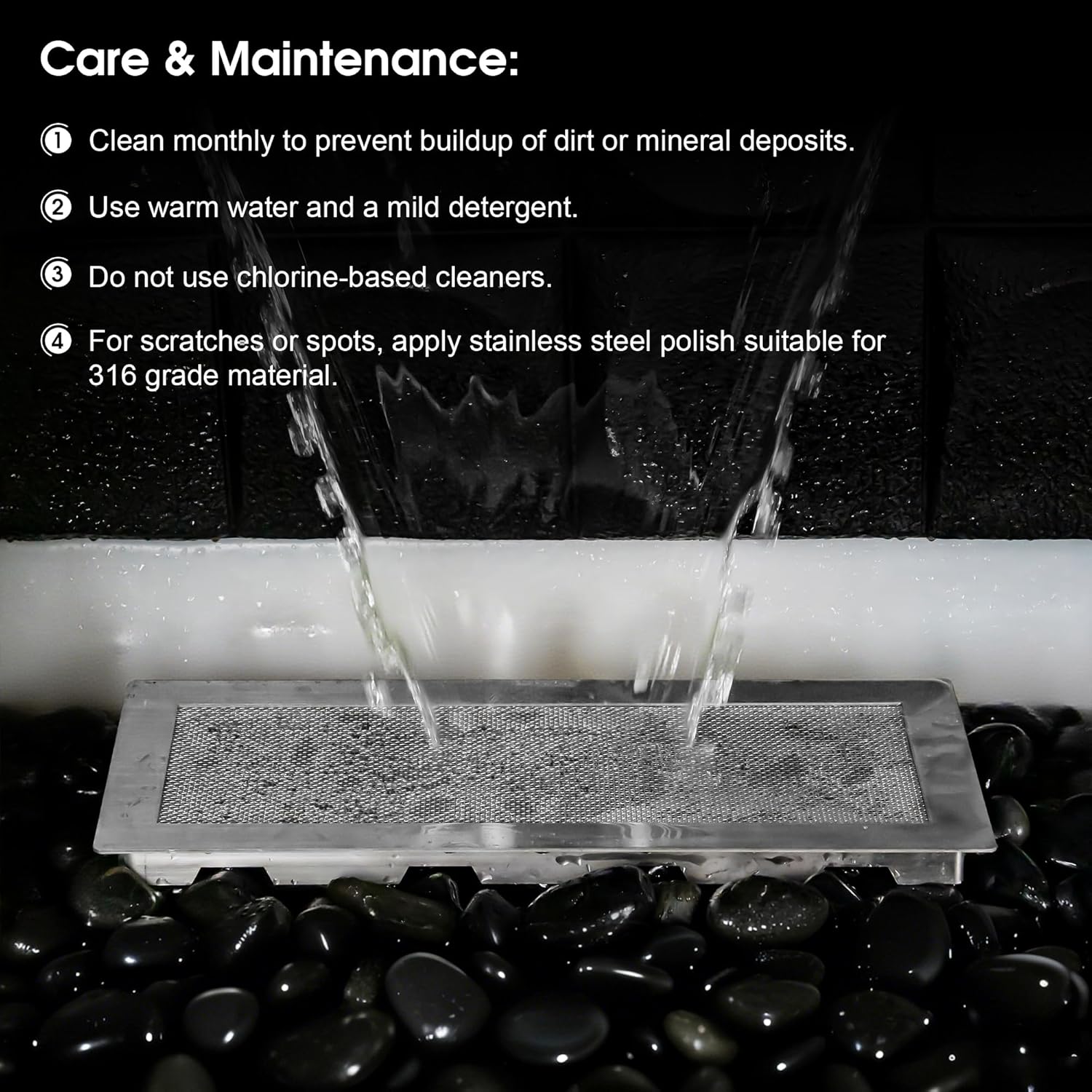 PONDO 316 Stainless Steel Fountain Splash Guard Ring – Reduces Splash and Keeps Surroundings Dry – Ideal for Outdoor Fountains, Garden Ponds, and Water Feature Outlets (Rectangular)