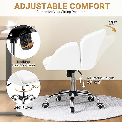 Miniatura 5 de Topeakmart Linda silla de escritorio para el hogar, oficina, maquillaje, tocador, con reposabrazos para dormitorio, moderna silla giratoria con