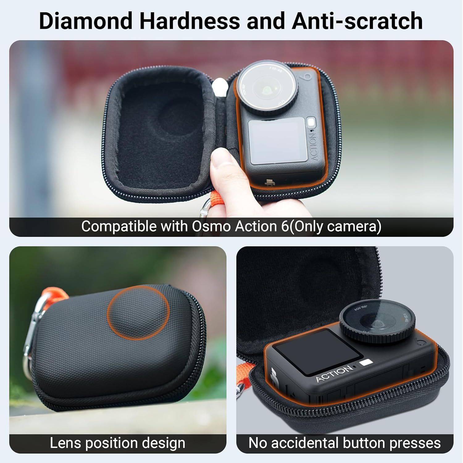 CYNOVA Osmo Action 6 Case, Carrying Case for DJI Osmo Action 6 Accessories, Hard Shell Travel Storage Case with DJI Osmo Action 6 Screen Protector (3 Set), Impact-resistant, scratch-resistant - Image 6