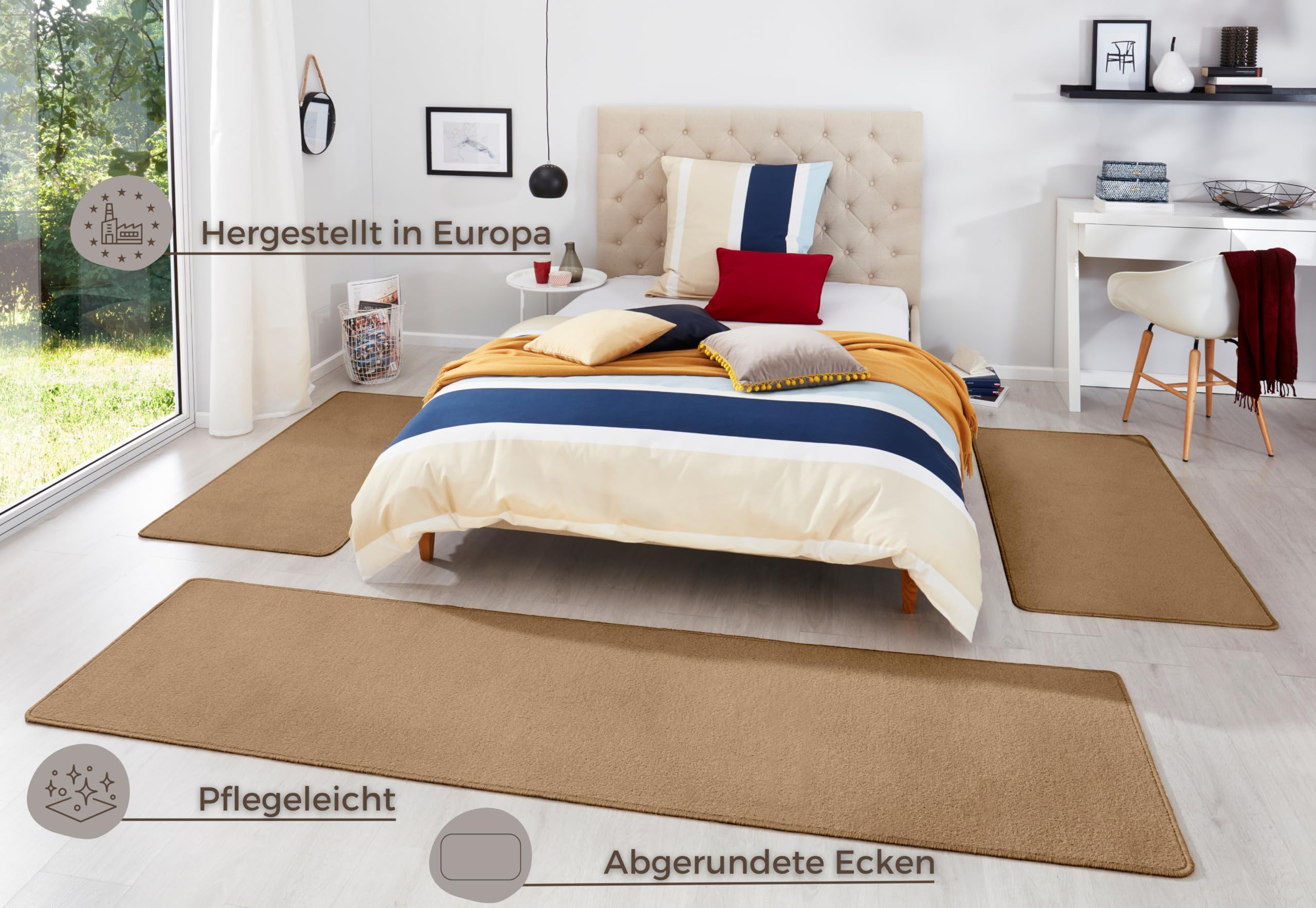 HANSE Home - Paracolpi per Lettino, 3 pz, Fancy, Polipropilene, Marrone, 67 x 250 x 0,7 cm