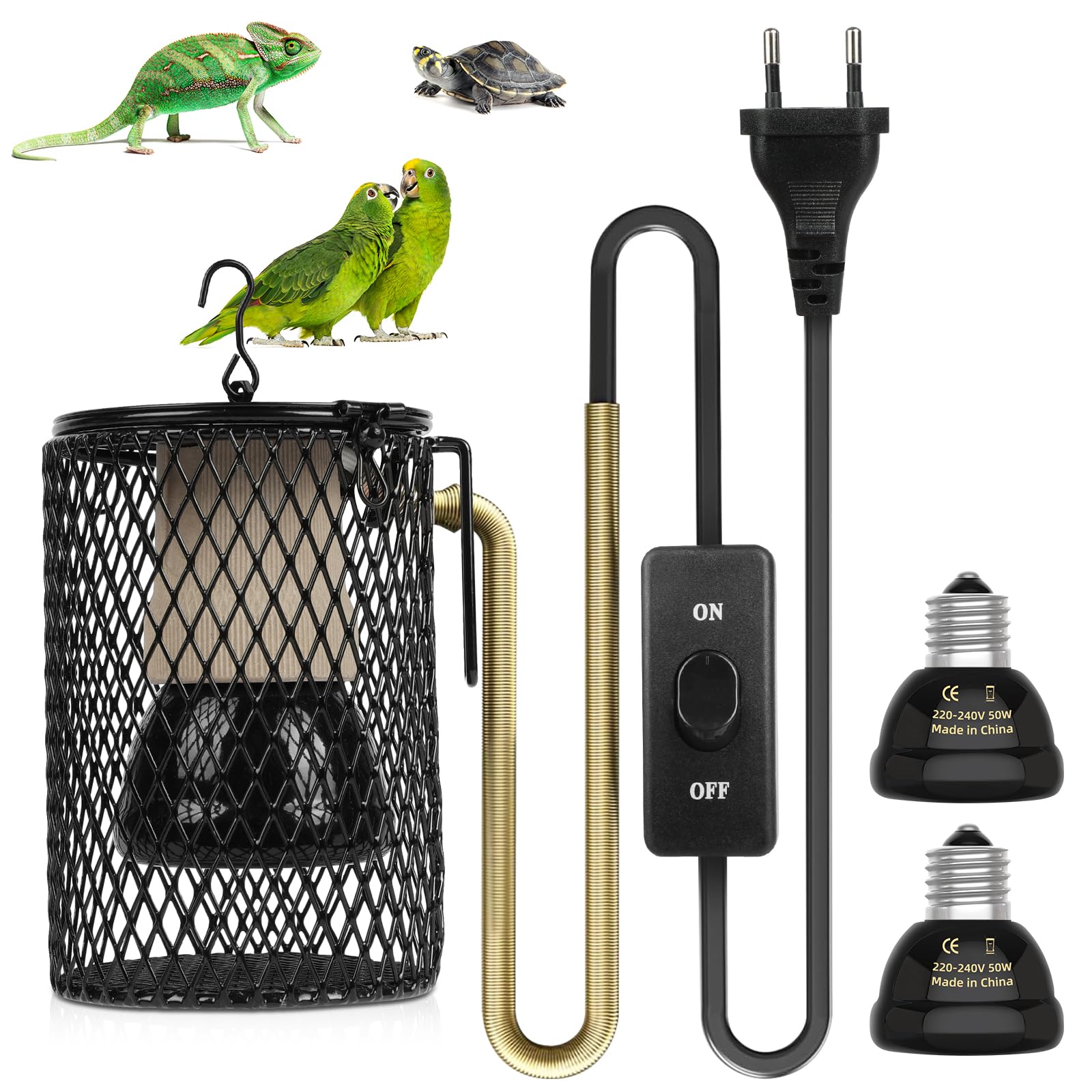 Grzewcza lampa dla gadów, ceramiczne żarówki na podczerwień, 50W, AC 220V, E27