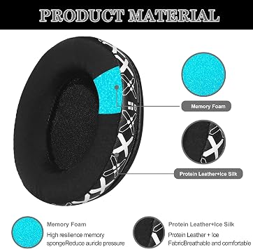 HyperX Cloud 2 Earpad Ice Silk Cloud Alpha Ear Pad, Upgrade Protein Leather Ear Cushion Replacement for HyperX Cloud Stinger/Cloud Flight/CloudX/Cloud II/Cloud III/Cloud Core/Mix Headset(White Print)